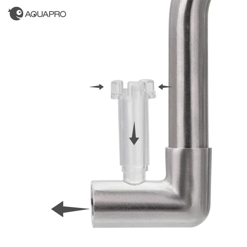 AQUAPRO Mini Stainless Steel Skimmer – Inlet & Outlet Pipes for Aquarium Fish Tanks, Filtro Accessories