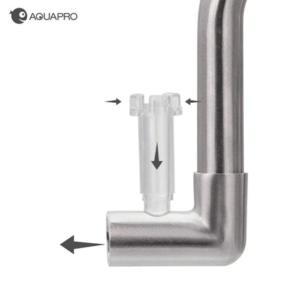 AQUAPRO Mini Stainless Steel Skimmer – Inlet & Outlet Pipes for Aquarium Fish Tanks, Filtro Accessories