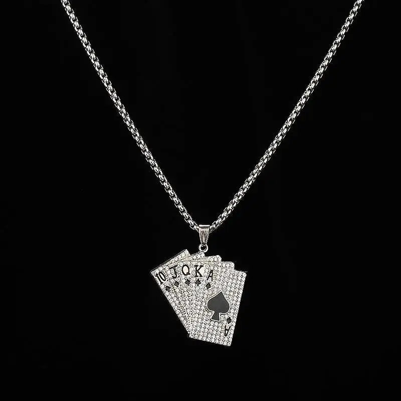 Ace of Spades Playing Card Necklace – Trendy Pendant Chain for Men & Women
