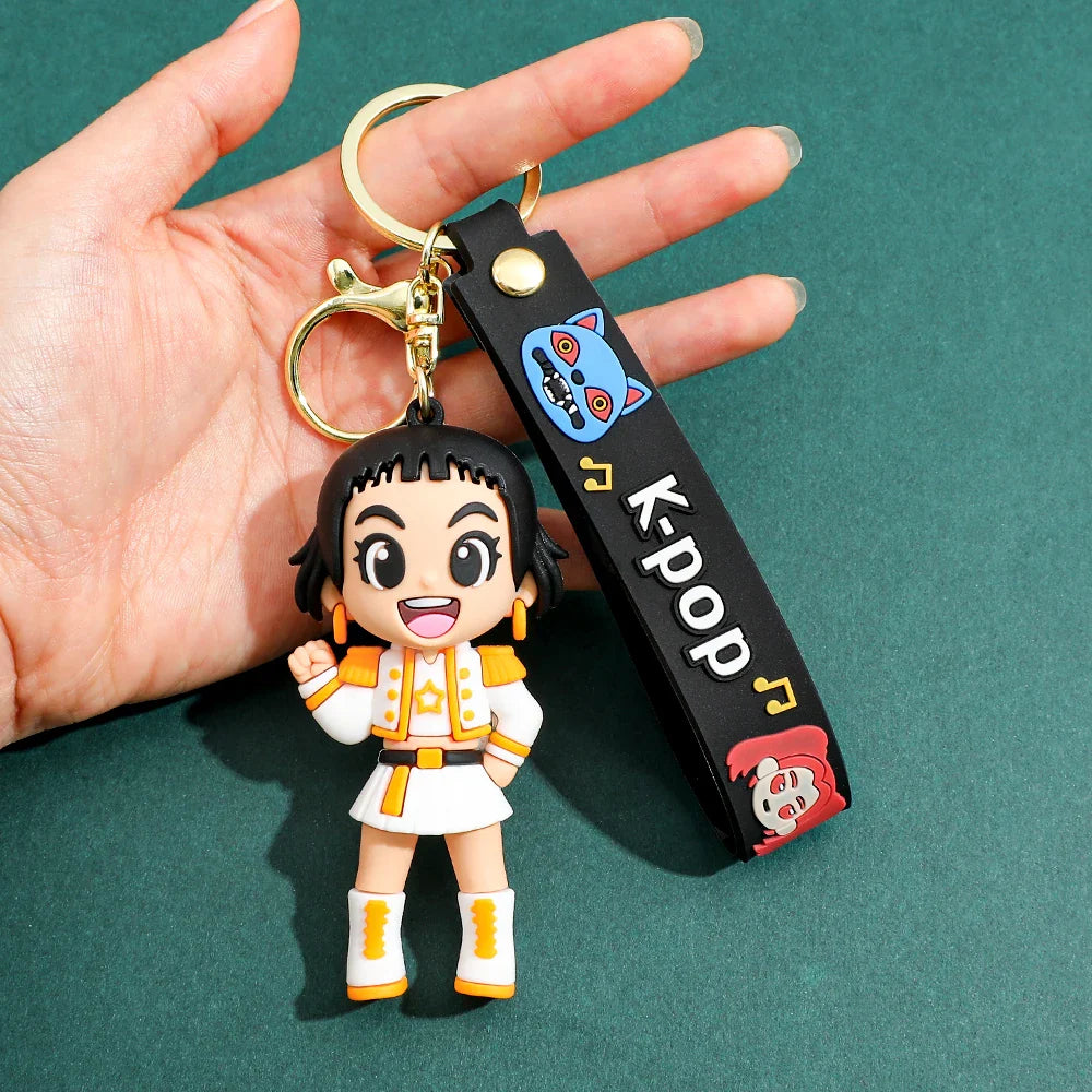 New KPOP Demon Hunters Keychain – Tiger PVC Figure, Cute Harajuku Style Key Ring for Kids & Fans