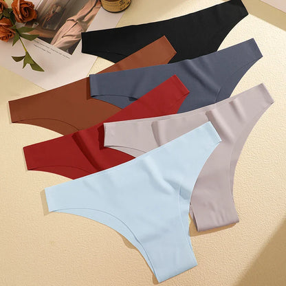 FINETOO 6PCS Ice Silk Seamless Low-Waist Underwear Set — Breathable, High Elasticity Brazilian Panties Lingerie