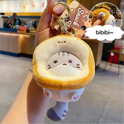 Plush Cocoa Cat Snapper Keychain – Cute Soft Doll Pendant, Exquisite Schoolbag Charm Accessory