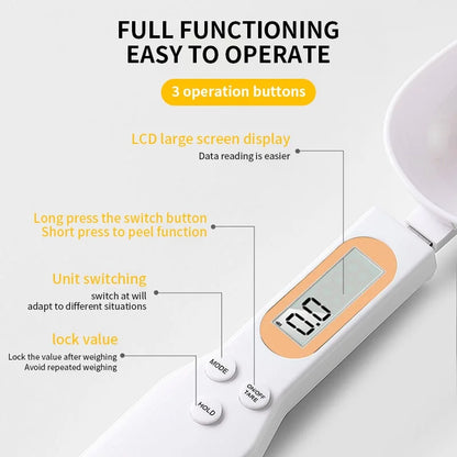 Mini Spoon Scale | Digital Kitchen Scale with LCD for Measuring Food | 0.1-500g Weight Measure for Flour, Milk, Coffee Powder