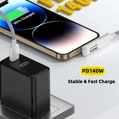 NNBILI 140W 40Gbps OTG Type-C Adapter – 90° USB-C to USB-C Fast Charging & Data Transfer for iPhone 15 & MacBook