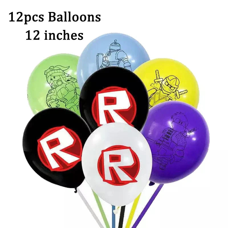 Hot Robot Roblox Kids Party Supplies Set – Disposable Tableware with Paper Plates, Cups, Balloons for Birthday & Baby Shower Decorations