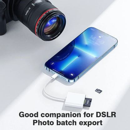 2-in-1 Lightning to SD/TF Card Reader – OTG Flash Adapter for iPhone 14/13/12 Pro Max & iPad, USB 3.0 Memory Card Adapter
