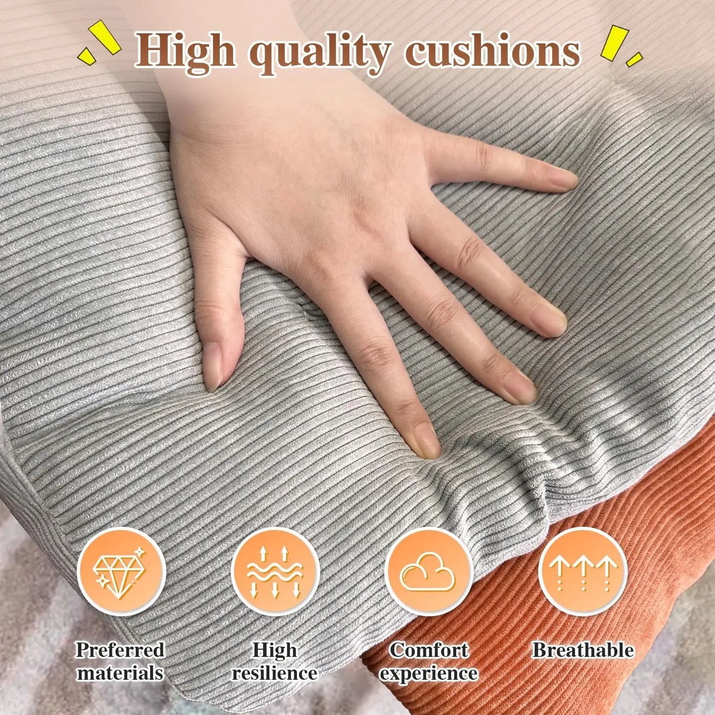 Custom Tufted Rocking Chair Cushion – Non-Slip Corduroy Seat Pad with Ties, Comfortable Indoor Rocking Chair Cushion Set