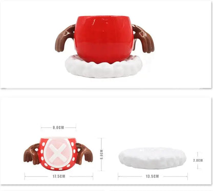 One Piece Anime Ceramic Mug — Chopper, D. Law & Three Brothers Hat Coffee Cup Christmas Gift