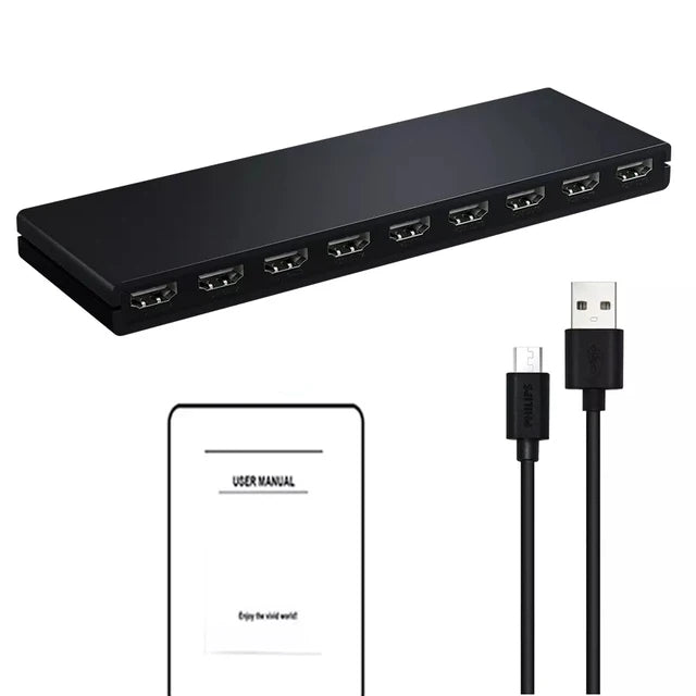 HDMI Splitter 1x8 4K 30Hz — 8-Port Video Distributor Converter, HDCP1.4 for PC, Laptop, PS4, DVD, Projector, TV