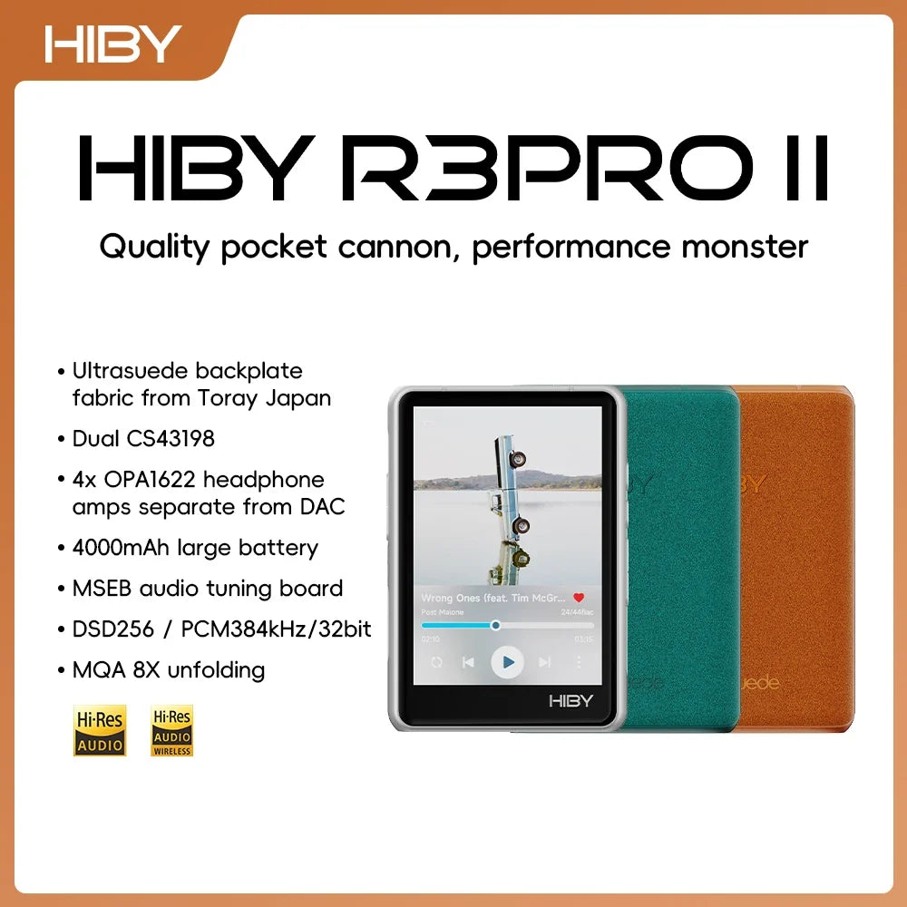 HiBy R3 Pro II HiFi Music Player - Portable MP3 USB DAC Headphone Amplifier with DSD256 MQA Support