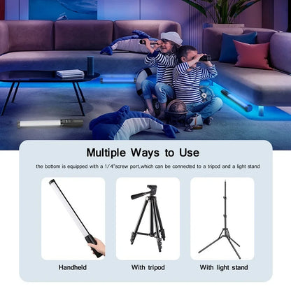 Handheld RGB LED Light Wand 50CM – Adjustable 2500K-9000K CRI 95+ Colorful Stick Light for Photography & Studio Lighting
