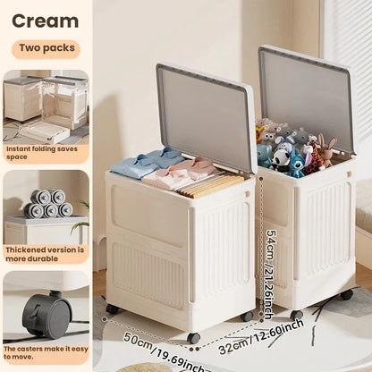 Foldable Storage Box with Wheels - Dust-Proof Large Capacity Organizer for Clothes & Quilts