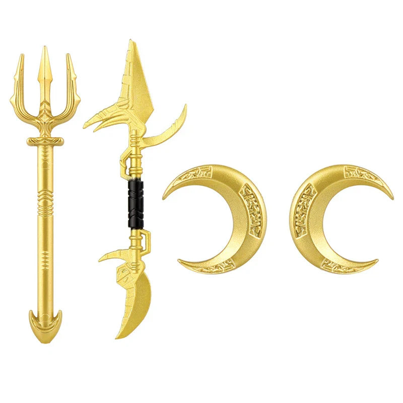 Medieval Figure Weapons Building Blocks Kit – King Sword, Lion Shield, Trident & Double-Edged Axe Battle Toy
