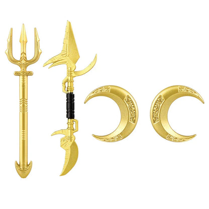 Medieval Figure Weapons Building Blocks Kit – King Sword, Lion Shield, Trident & Double-Edged Axe Battle Toy