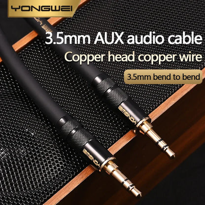 YONGWEI 3.5mm AUX Audio Cable - Straight to Curved Male-to-Male for Car, Mobile Phone, Computer, Speaker and Headset Extension