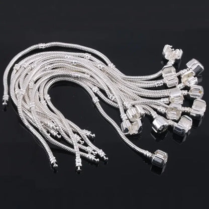 925 Sterling Silver Snake Bone Charm Bracelet – Fine Jewelry Bangle for Women & Men, Party & DIY Accessories