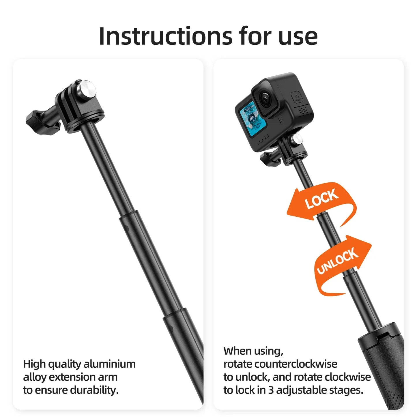 Telesin Underwater Buoyancy Diving Selfie Stick Tripod for GoPro, Insta360, DJI OSMO Action Cameras