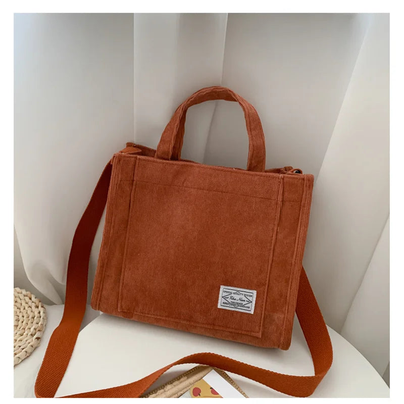 Rilibegan Shoulder Bag for Women - New Style Simple Corduroy, Large Capacity, Small Square Handbag, Trendy and Portable