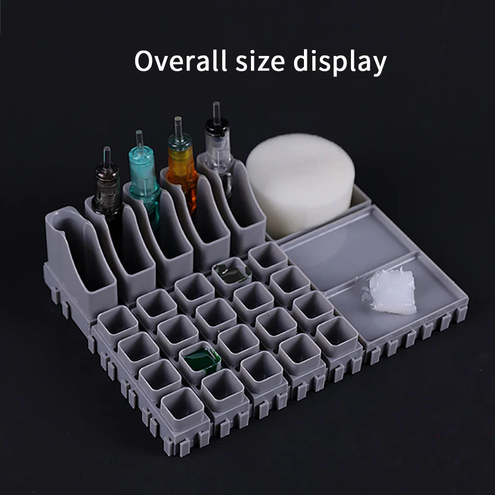 YILONG Multi-Spliced Tattoo Ink Cup & Cartridge Holder — ABS Desktop Storage Rack for Tattoo Accessories