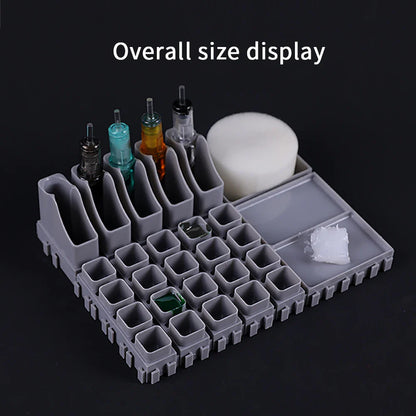 YILONG Multi-Spliced Tattoo Ink Cup & Cartridge Holder — ABS Desktop Storage Rack for Tattoo Accessories