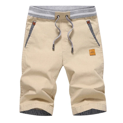 Men’s 2024 Summer Cotton Shorts – Casual Boardshorts with Drawstring Elastic Waist Beach Bermuda