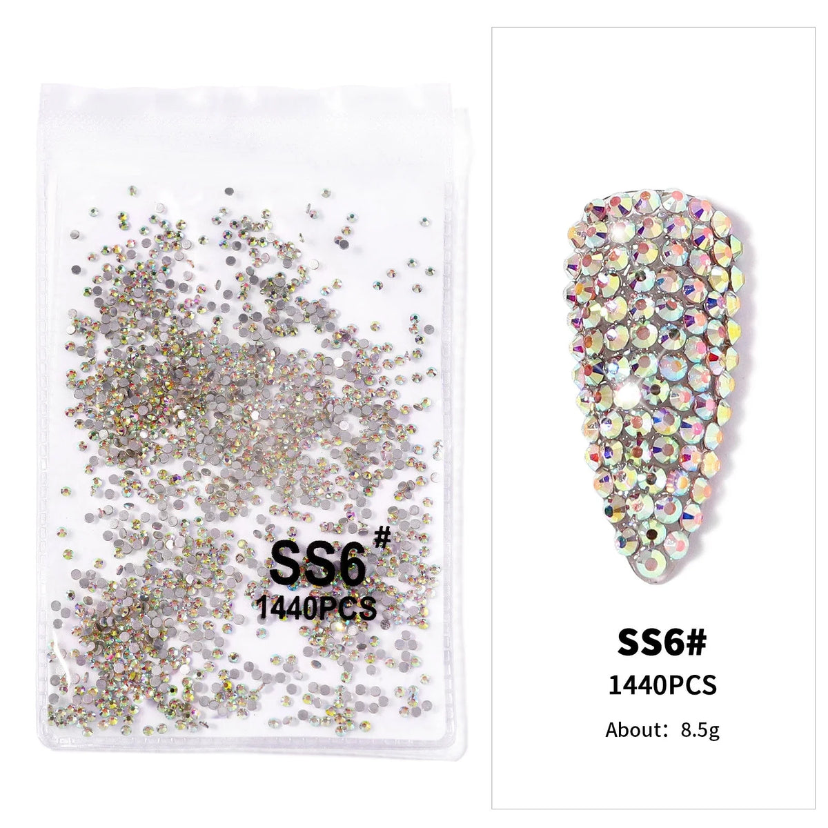 12-Grid 3D Glass AB Crystal Nail Art Rhinestones Kit – Flatback Round Beads with Tools for Nail Jewelry & Diamond Decoration