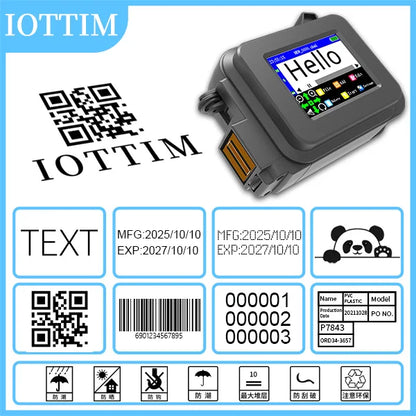 Iottim 12.7mm Mini Portable Inkjet Printer – Handheld Date, QR Code, Logo & Batch Number Printer for Small Business Labeling
