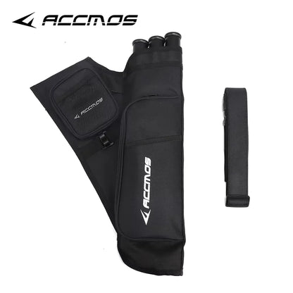 ACCMOS 3-Tube Arrow Quiver Pouch with Adjustable Belt — Recurve & Compound Bow Quiver for Hunting & Target Shooting