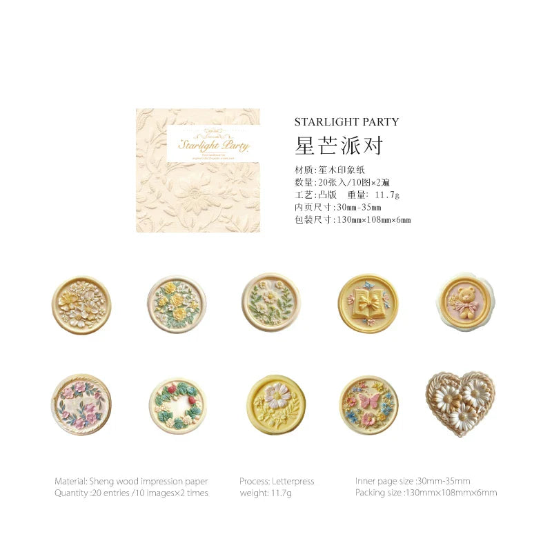 20PCS Wax Seal Sticker Set – DIY Scrapbooking & Junk Journal Decorative Paper Stickers for Collage Crafts & Creative Projects
