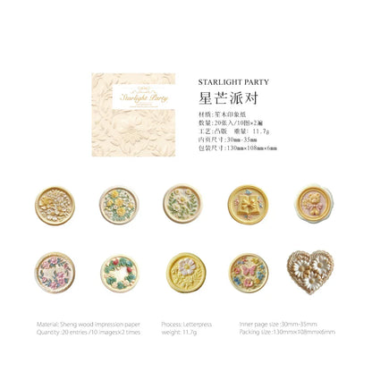20PCS Wax Seal Sticker Set – DIY Scrapbooking & Junk Journal Decorative Paper Stickers for Collage Crafts & Creative Projects