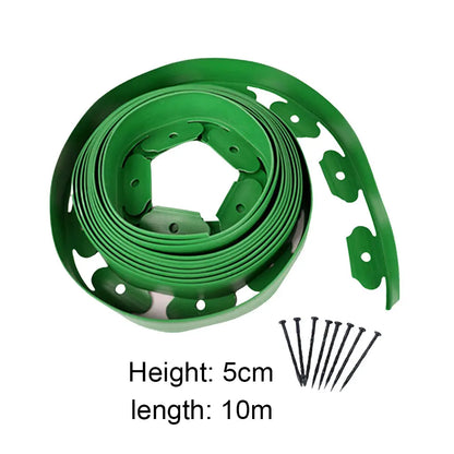 5M/10M Plastic Garden Lawn Edging Border – Flexible Landscape Barrier Kit with Anchoring Spikes, Easy Install Garden Edge Divider