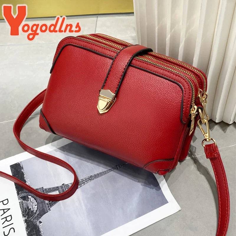 Yogodlns Women’s PU Leather Phone Shoulder Bag - Small Square Crossbody Messenger Handbag