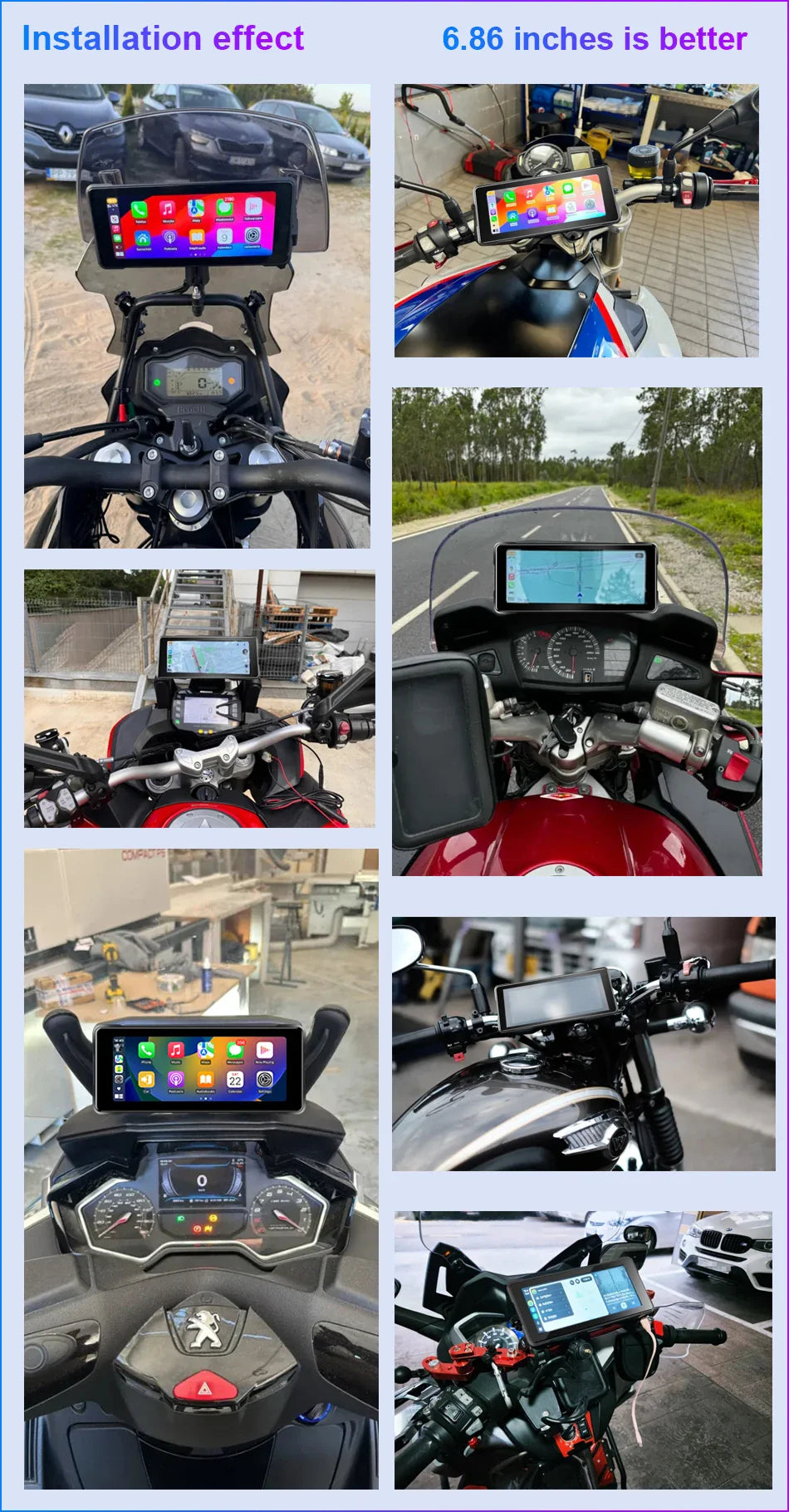 7-Inch Motorcycle GPS Navigation with Wireless Apple CarPlay & Android Auto – Waterproof Touchscreen Display, BT Connectivity, IPX7