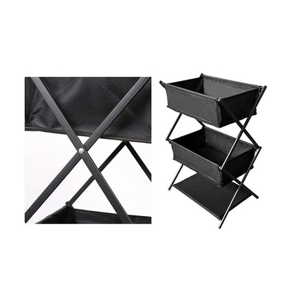 TARKA 3-Layer Folding Camping Storage Rack – Portable Multifunctional Shelf for Picnic, Barbecue & Outdoor Use