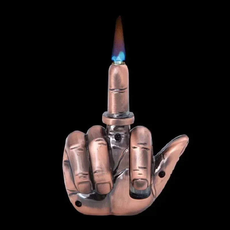 Funny Middle Finger Torch Lighter – Windproof Jet Flame Refillable Butane Smoking Accessory with Voice Sound