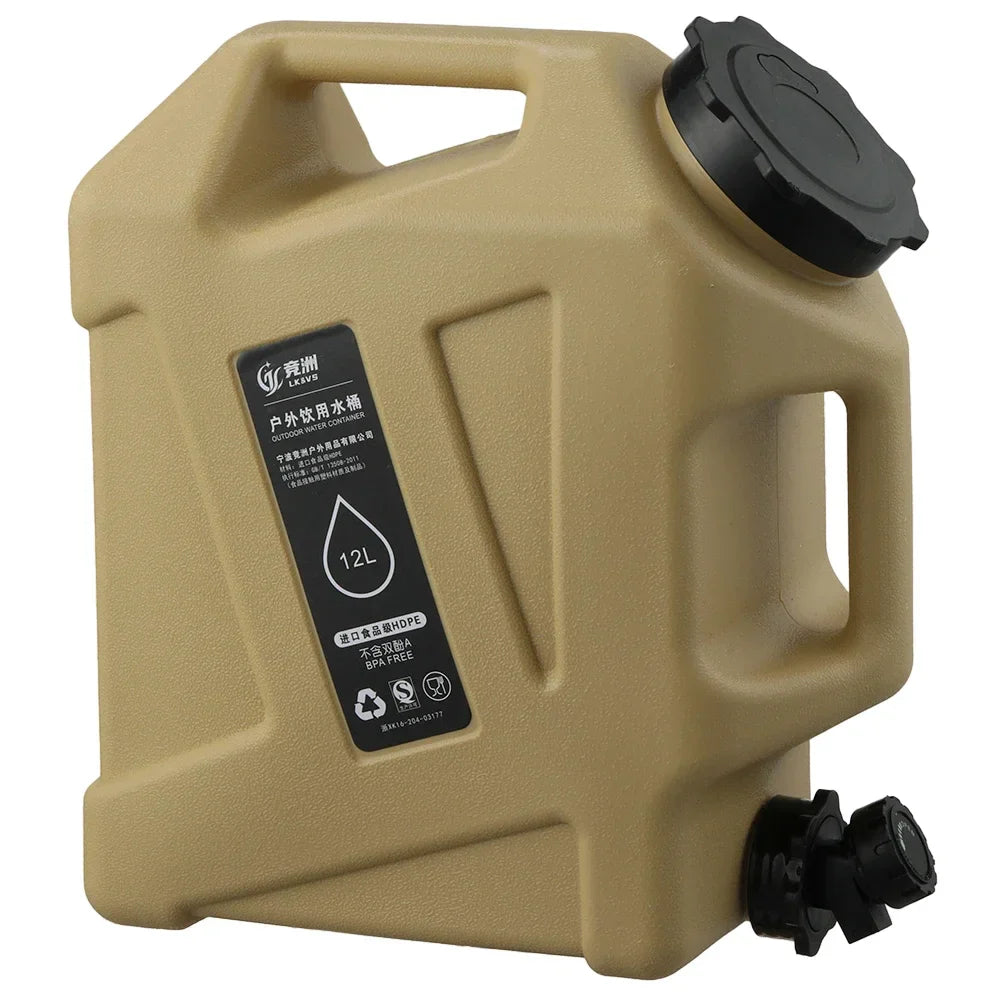 12L Portable Camping Water Container – Large Capacity Outdoor Water Bucket with Detachable Faucet for Picnic & Travel