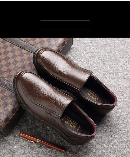 Genuine Leather Casual Shoes for Men – Flat Platform Walking Loafers, Breathable Handmade Outdoor Sneakers