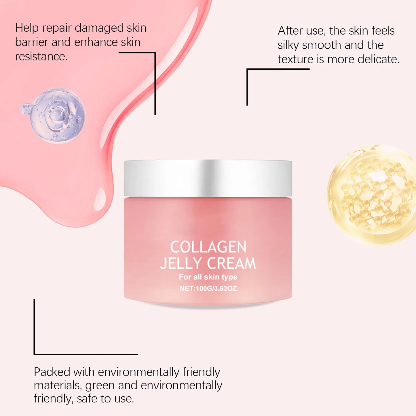 100g Collagen Jelly Cream – Anti-Aging, Anti-Wrinkle, Hydrating, and Skin Tightening Moisturizer for Soft, Firm Skin