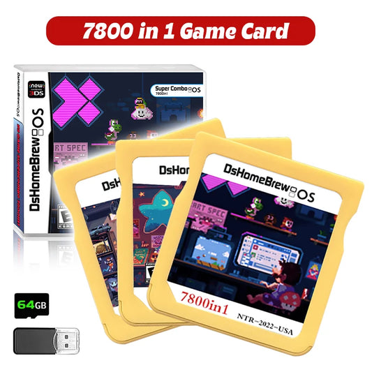 New DS Card 7800-in-1 Game Collection – R4 3DS Flash Card for NDSL, NDSi, 3DS, 2DS Adapter, Memory Burning Game Card