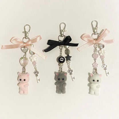 Handmade Furry Cat Keychains – Matching Kitten Y2K Women’s Fashion Accessories