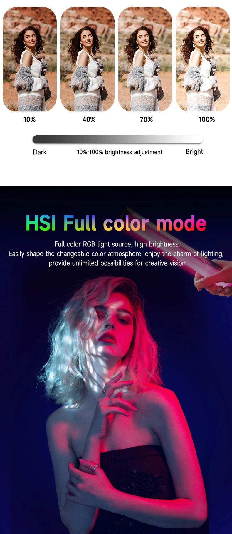 MIAOTU 30cm Handheld RGB LED Stick Light – Colorful Photography Wand with CRI 95+, 2500K-9000K Studio Lamp
