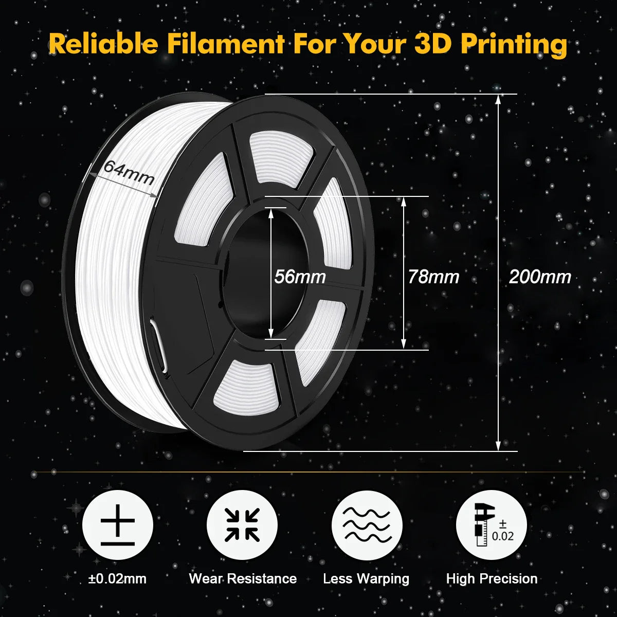SUNLU PETG 3D Printer Filament 1.75mm ±0.02mm – 3 Rolls 1KG Each, Neatly Wound Vacuum-Sealed Printing Material