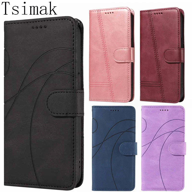 Leather Flip Wallet Case for Motorola Moto G & E Series (G13–G85, E13–E14) – Card Holder Stand Book Cover