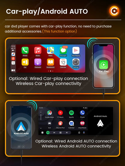 1DIN Universal 6.86" MP5 Car Radio – Wireless CarPlay Android Auto Multimedia Video Player with AUX, USB, SWC, Bluetooth & Touchscreen
