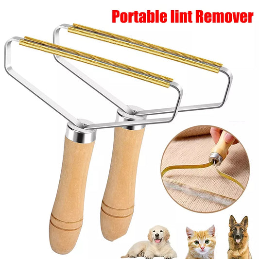Portable Pet Hair Remover Brush: Lint Remover for Carpet, Wool Coat, Clothes - Manual Shaver Cleaning Tool with Removal Scraper