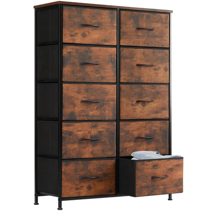 Bedside Table with 10 Fabric Drawers – Steel Frame Storage Cabinet for Bedroom & Living Room