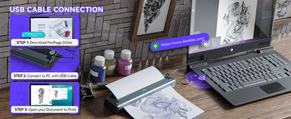 PeriPage P90 Wireless Thermal Tattoo Stencil Printer – Includes 5pcs Free Transfer Paper