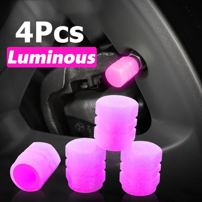 Luminous Valve Caps – Fluorescent Night Glow Tire Caps for Car, Motorcycle & Bicycle (4PCS)