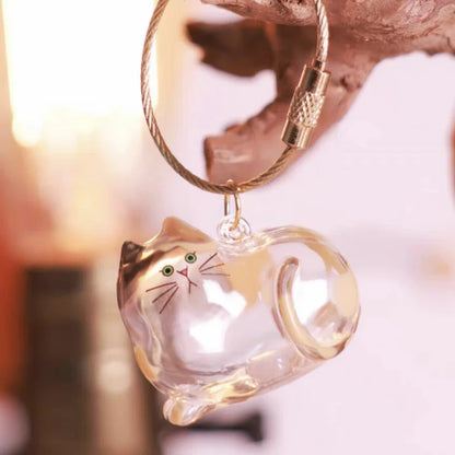 Ginger Cat Keychain Pendant – Siamese Calico Backpack Charm, Hair Storage Box Hanging Pet Grooming Travel Accessory