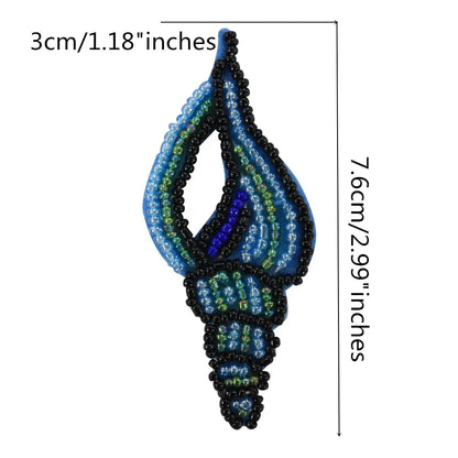 3D Handmade Ocean Animal Patches - Beaded Seahorse Crab Starfish DIY Sewing Accessories & Craft Ornaments